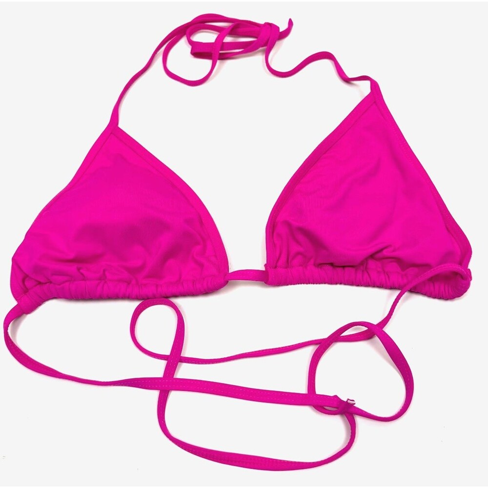 Eidon Dark Pink Triangle Bikini Top XL Strappy Halter Removable Pads Swim Vacay